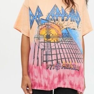 Def Leppard Pyromania Tie Dye Graphic T - Oversized